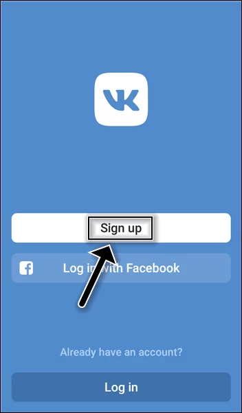 Sign Up Aplikasi Vk